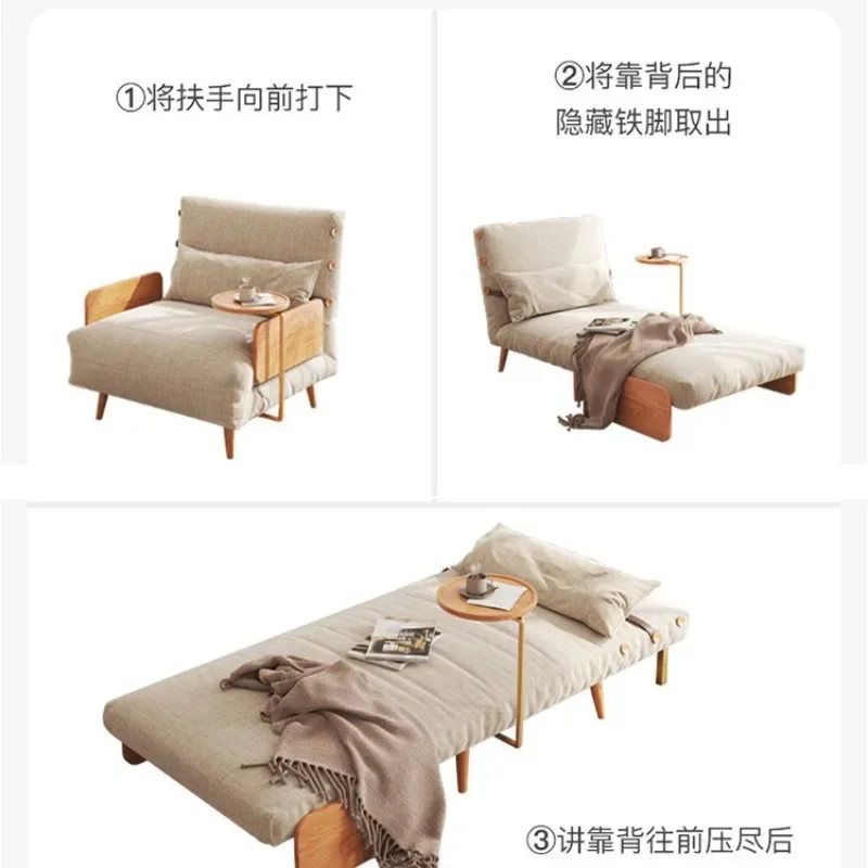 sofa bed foldable dual-purpose living room solid wood foot double single multi-functional sofa bed small apartmen