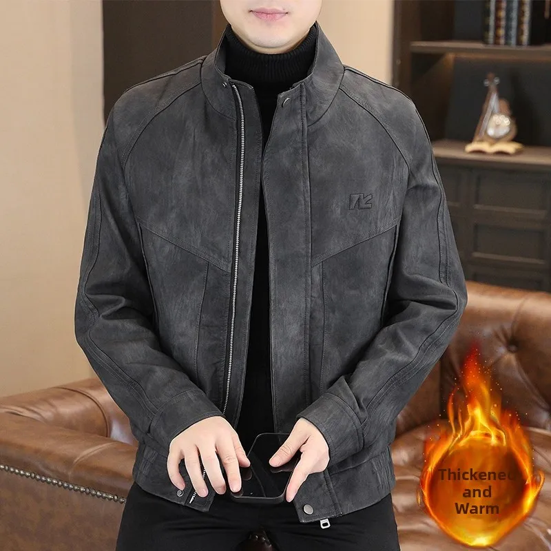 

Мужская зимняя куртка-косуха из искусственной кожи с подкладкой, модная городская, на молнии, уличная одежда