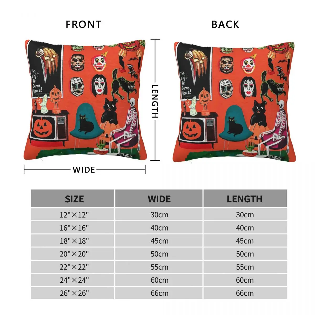 Halloween Freak Horror Square Pillowcase Polyester Linen Velvet Printed Zip Decorative Home Cushion Cover 18
