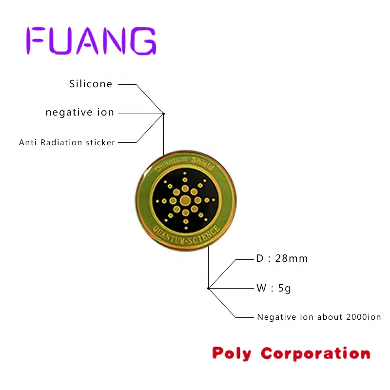 Terhadap EMF/EMR Perisai quantum skalar bulat, Stiker anti radiasi untuk pelindung radiasi ponsel untuk ponsel dengan kartu hijau