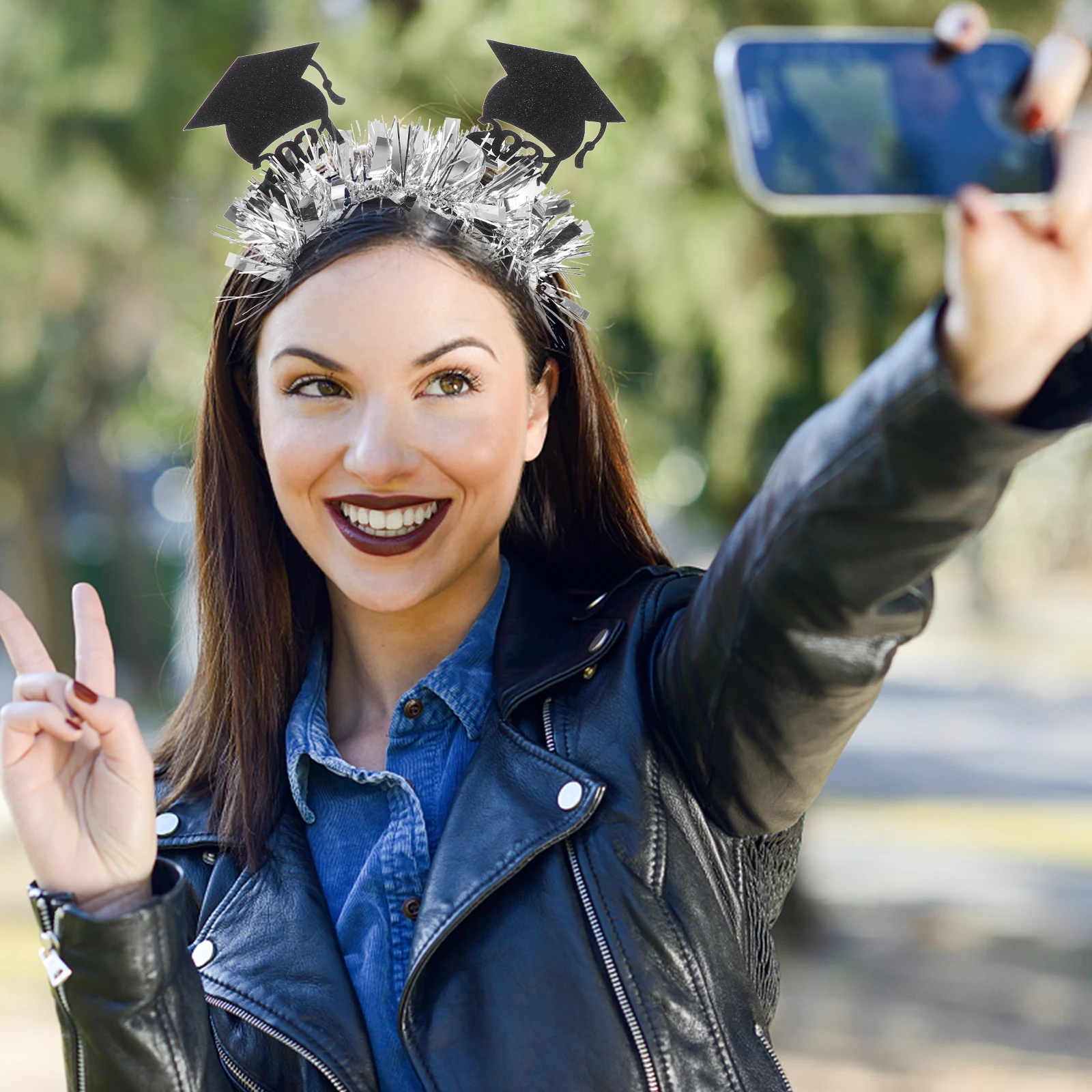 

2 Pcs Graduation Party Hair Accessories Hoop Decorative Doctorial Hat Headdress Hoops Decoration Band Toppers