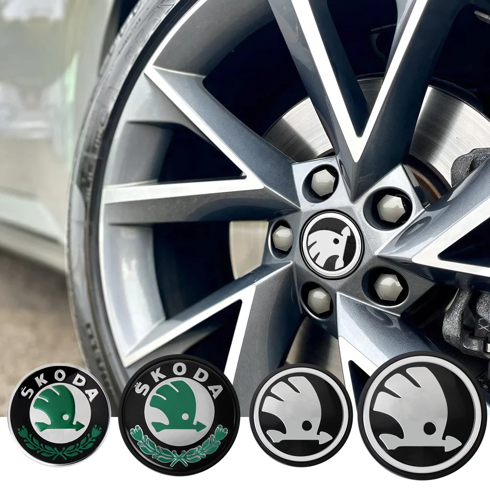 55/65mm 4pc Car Styling Auto Emblem Wheel Center Hub Cap Accessories for Skoda Vision-E 440 VRS Afriq Kamio Fabia Octavia Scala