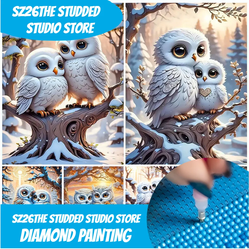 

Sz26Сшипый Хауакан, полная алмазная живопись, полный комплект с изображением совы, Diy 5d, диммовая мозаика, пейзаж, зимний домашний декоративный рейн