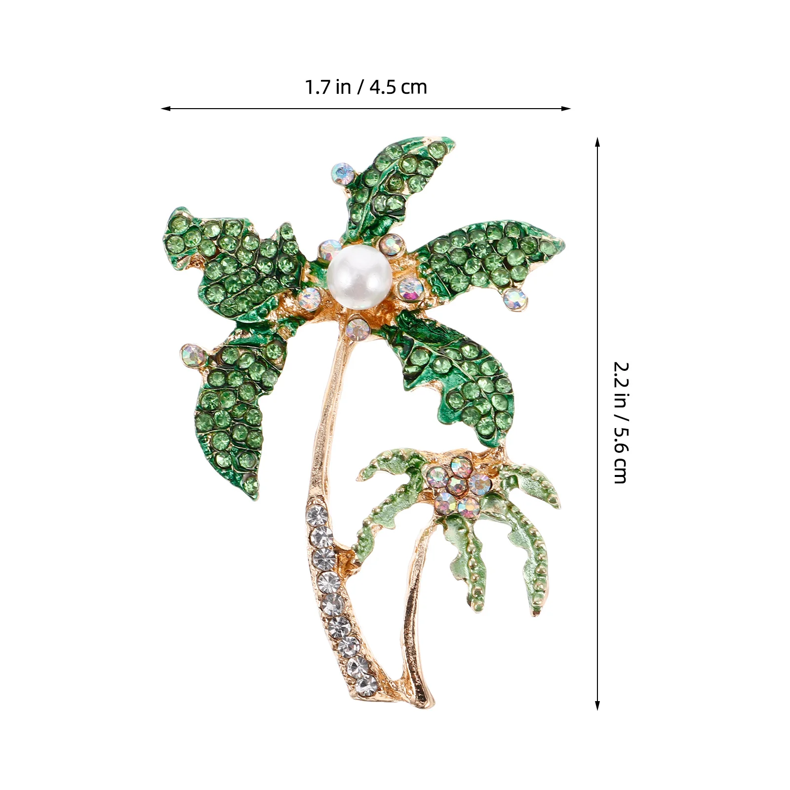 1 قطعة بروش نخيل جوز الهند الفريد لامعة حجر الراين دبوس الصدر مجوهرات الأزياء لحقيبة سترة فستان قبعة وشاح شال