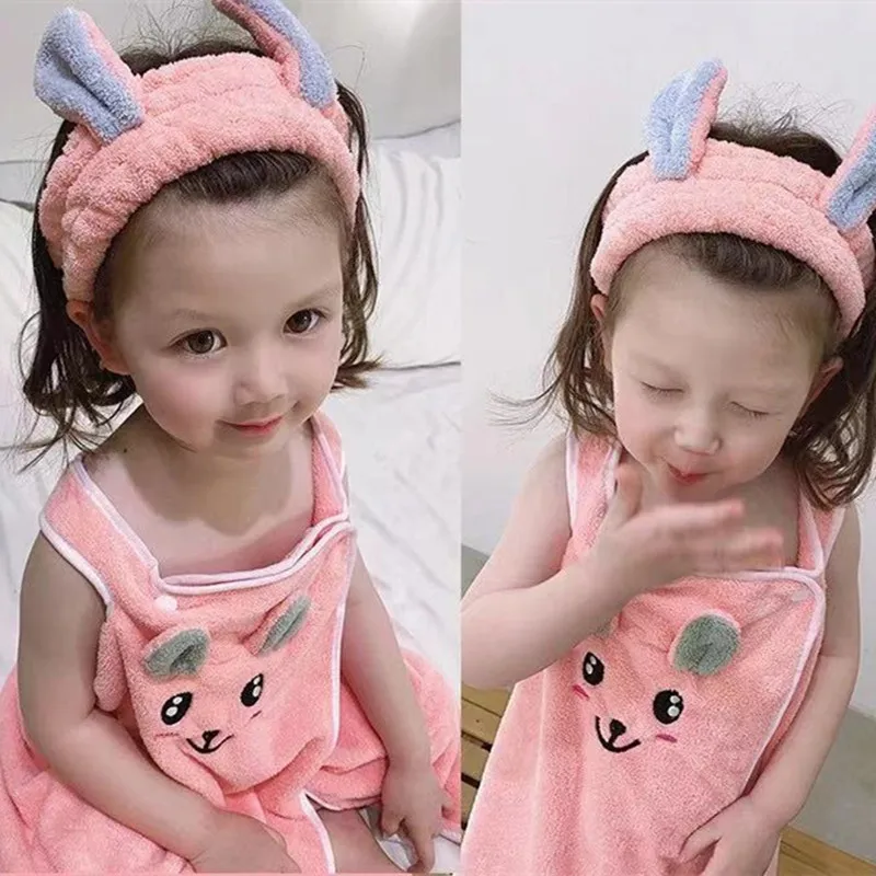 Premium children's bath towel High-end children's slip dress Soft Towel Bathrobe Absorbent bathrobe for children ages 3 to 15