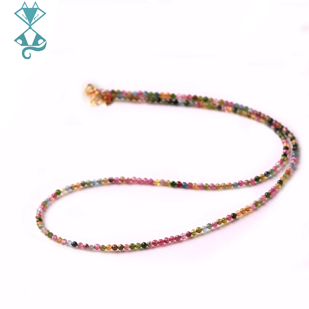 

2.8mm Natural Stone Tourmaline Handwork Necklace for Women Gift Wedding Party Jewelry Exquisite Small Beads Choker