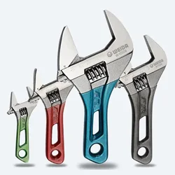 Adjustable Wrench Large Opening Short Handle Mini Monkey Spanner Laser Scale Rubber Wrapped Key Plumbing Pipeline Bathroom Tools