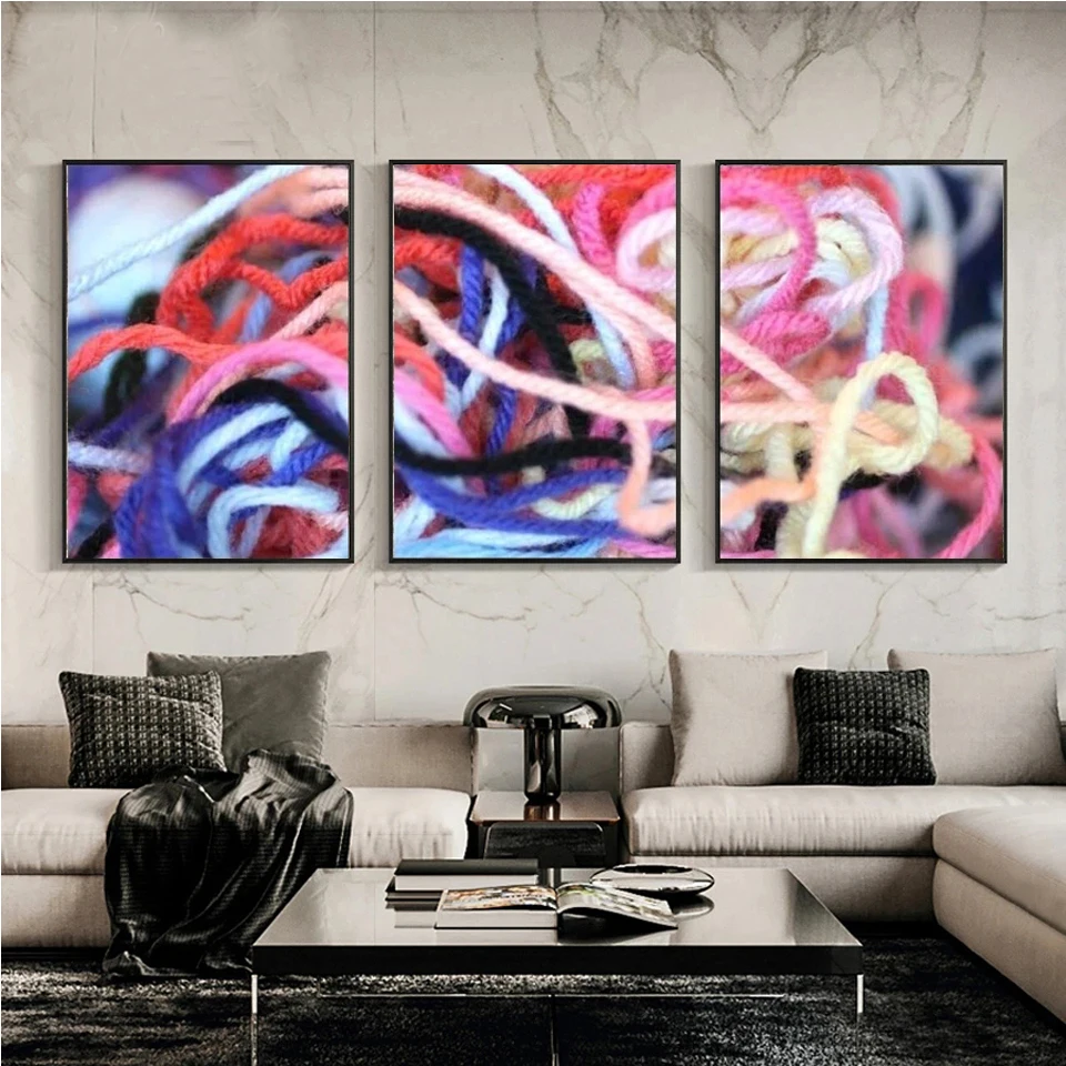 3 Pieces Diamond Mosaic Abstract Colored Fine Wool Paintings Diy Full Rhinestone Embroidery Triptych Kits  Gift For Woman