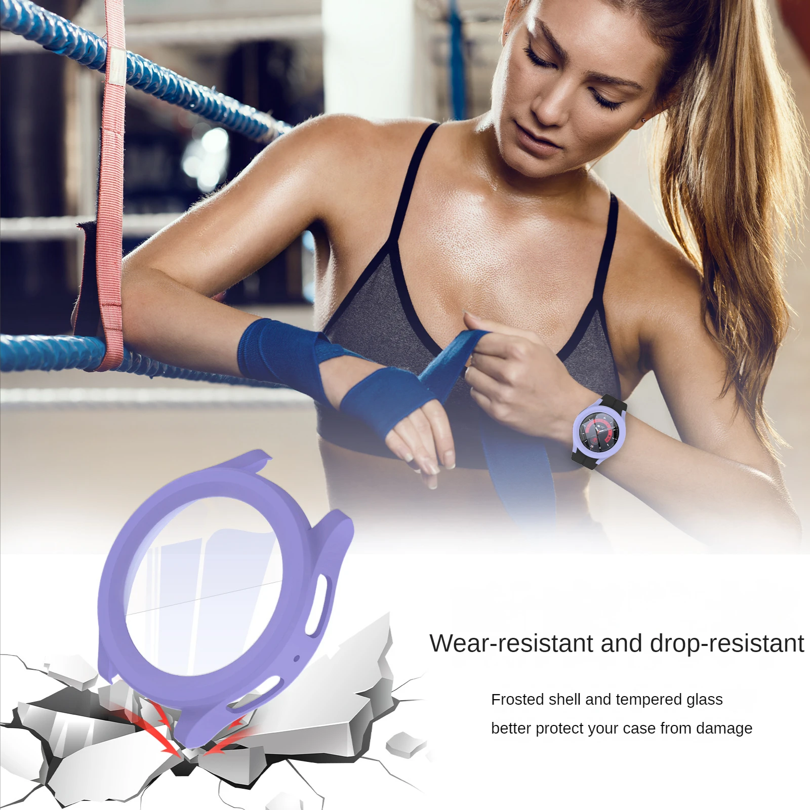 Adatto per Samsung Galaxy watch5 pro custodia da 45mm PC + custodia protettiva in vetro temperato watch5pro.