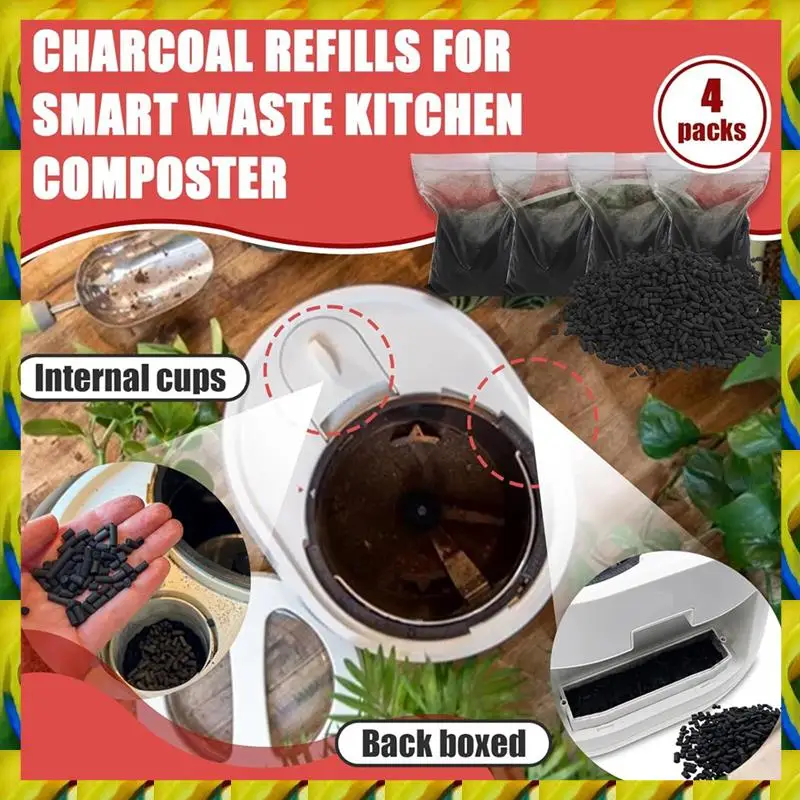 

WFF 4 шт. сменные стержни с активированным углем для кухни, поглощающие запахи для пищевых продуктов, с умными отходами