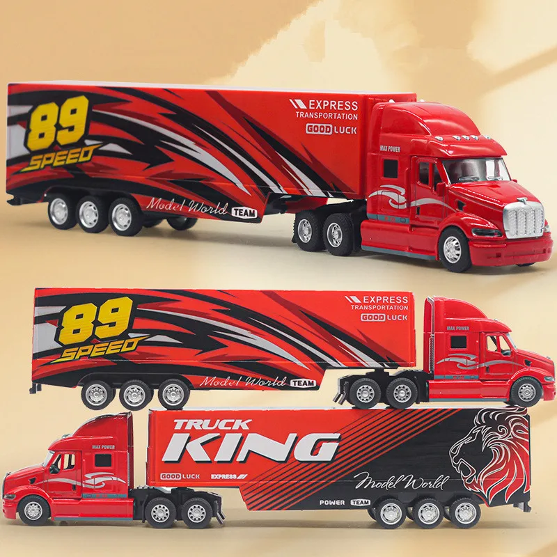 Modello di auto contenitore estraibile in lega 1: 48, giocattolo per auto di ingegneria, auto con suono e luce simulati, commercio all'ingrosso