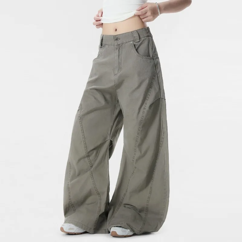 OR FL Deconstruction of American Retro Style Curved Knife 100 Cotton Women Cargo Trousers Trendy Brand Baggy Slacks Y2k Pants