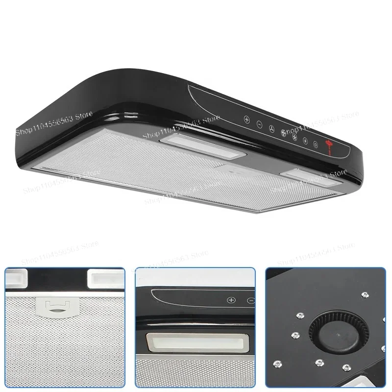 Caravan Range Hood – Dual LED Light Black Oil Absorber for RV, Motorhome & Camper