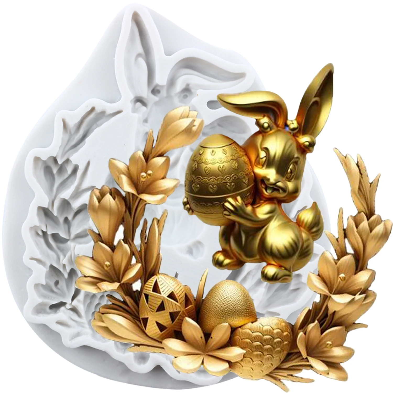 Easter Bunny Silicone Molds Rabbit Easter Egg Fondant Cake Decorating Tools Cupcake Topper Candy Craft Gum Paste Polymer Clay