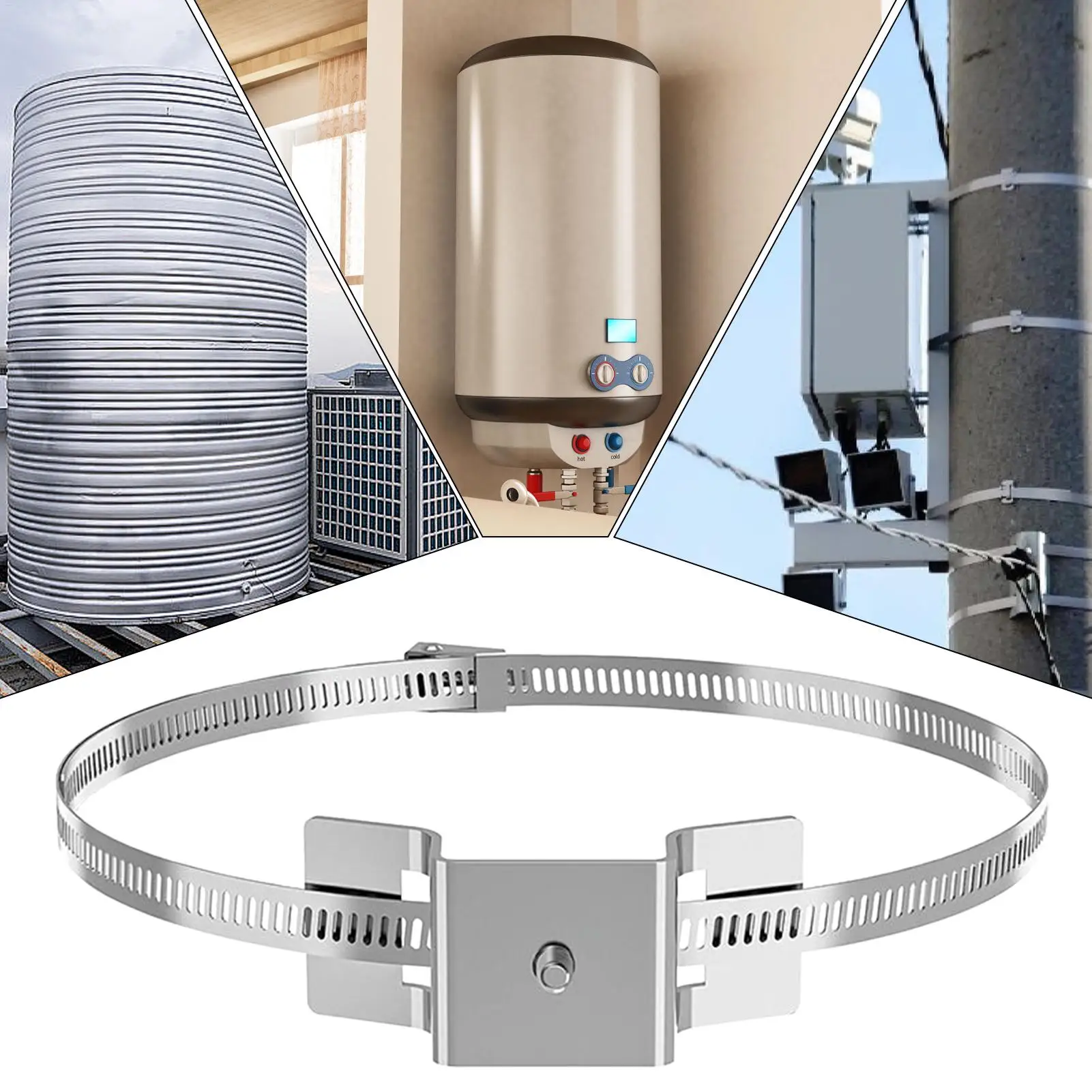 2pcs Adjustable Pole Mount Bracket, Universal Vertical Hardware For Mailbox, Solar Panel & Camera, Heavy Duty Round Pipe Clamp