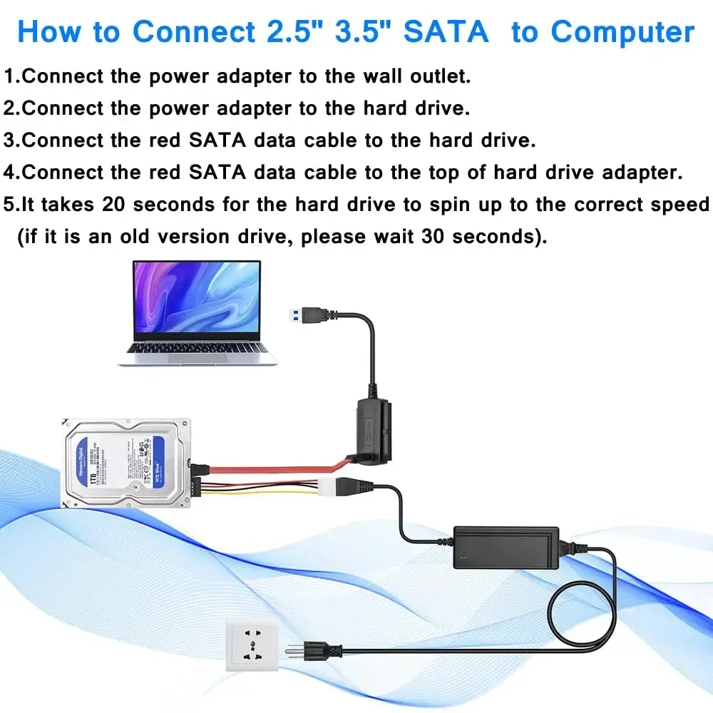 SATA/PATA/IDE Drive para USB 2.0 Adaptador Conversor Cabo para Disco Rígido HDD 2.5 "3.5" para Laptop PC Mac Desktop USB 1.1/2.0/3