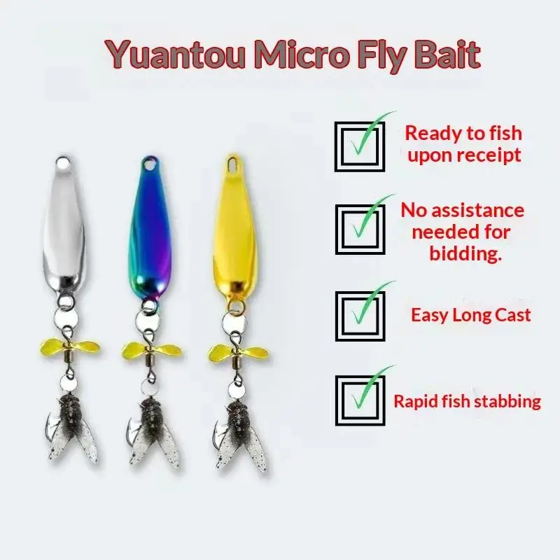 5Pcs Fly Spinning Propeller Metal Sequins  Soft Bait Micro Fishing Flies Fly Fishing Hook Trout Bass Fishing Lure Baits