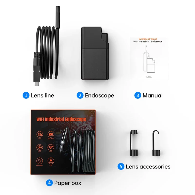 Anesok W500 المنظار ثعبان واي فاي صندوق مقاوم للماء IP67 منظار USB 3.9/5.5/8 مللي متر Borescope لنظام أندرويد وiOS