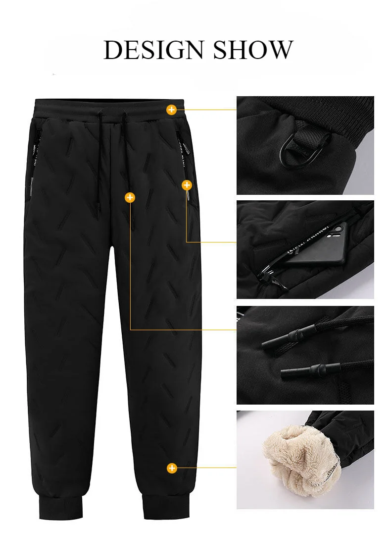 Winter Sweatwear Männer Verdicken Fleece Futter Sweatpant Thermische Hosen Casual Hosen Wasserdicht Winddicht Warme Samt Hosen – Detail 9