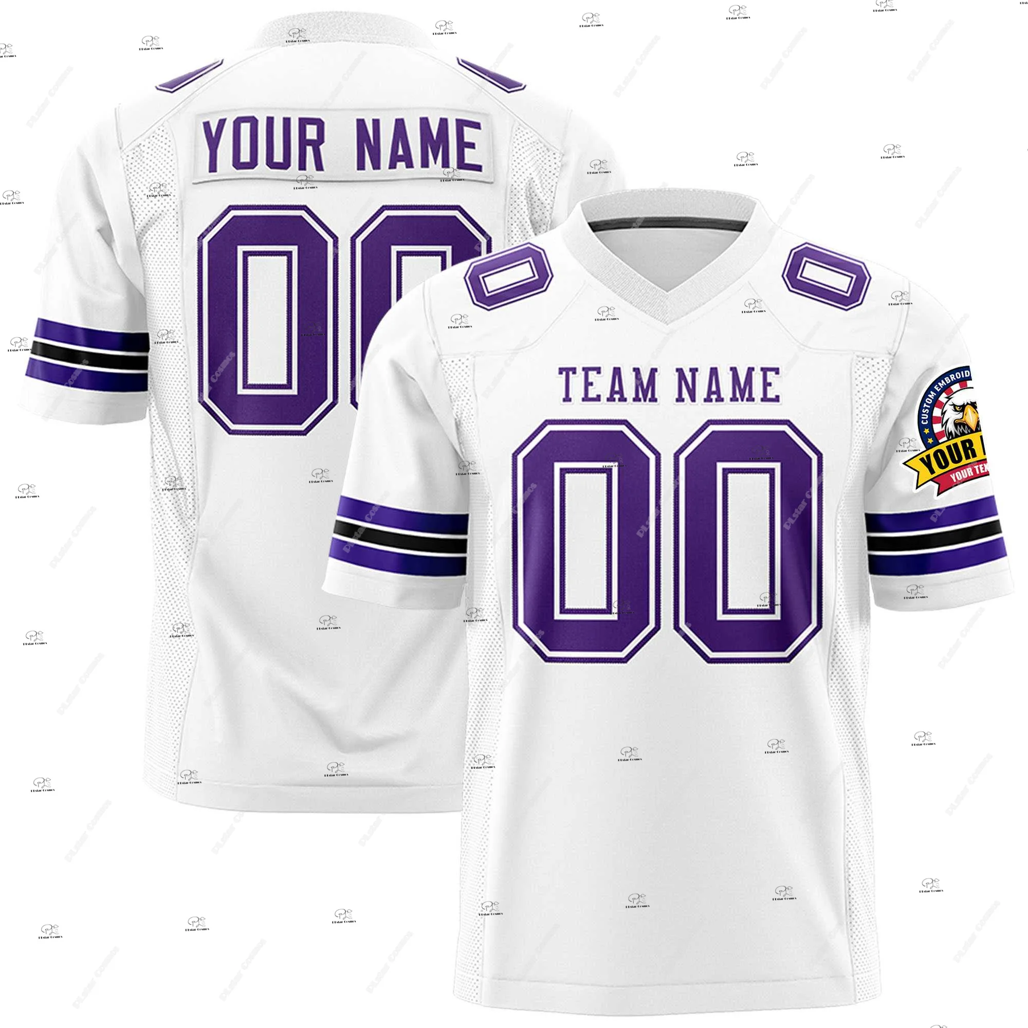 Custom Name Gradient Multicolour Soccer Team Clothes Football Jersey V-Neck T-Shirts Vintage Retro 3DPrint Summer Short Sleeve E