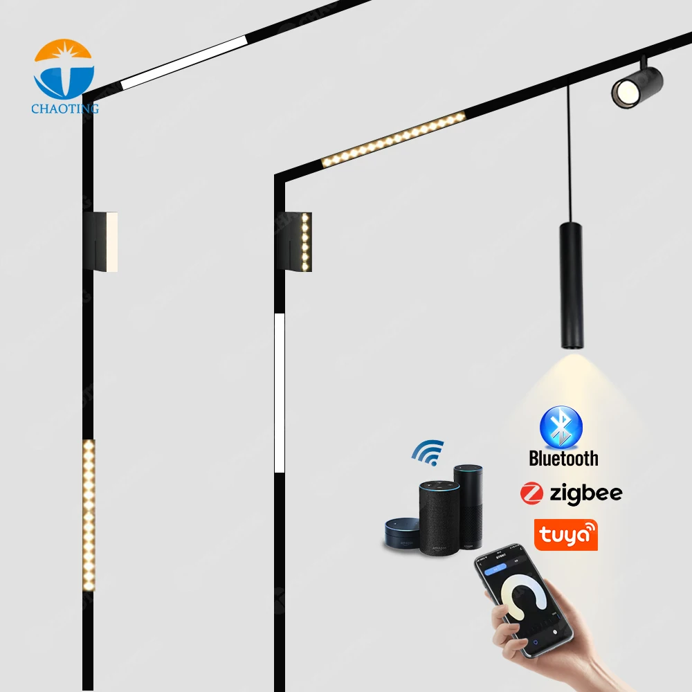 Modern Light Rail Housing 48V Removeable LED Track Light System Surface Mounted Recessed COB 12W 25W 30W Magneic Track Light