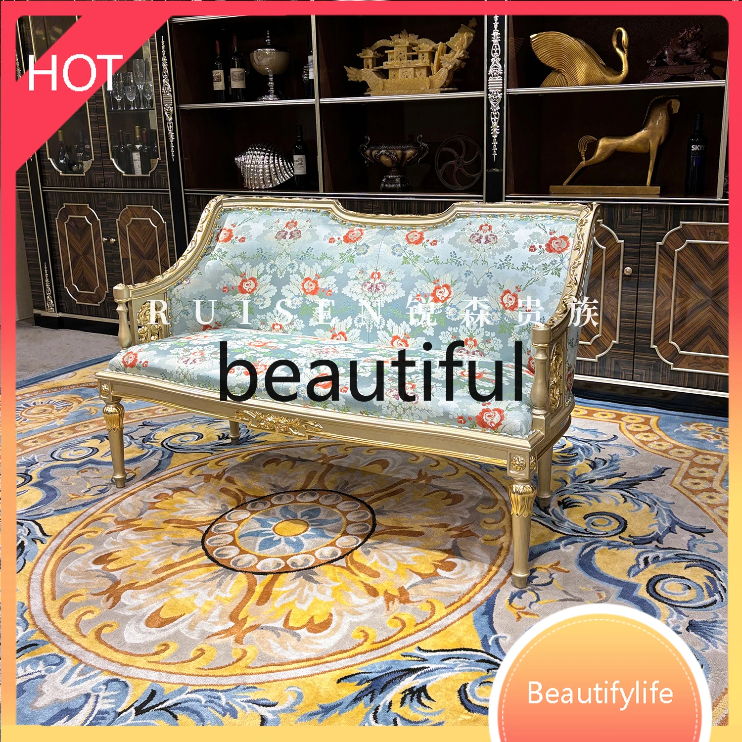 

M45 прикроватный табурет, европейская роскошная тканевая педаль с вышивкой, скамейка из цельного дерева, табурет для гостиной, дивана