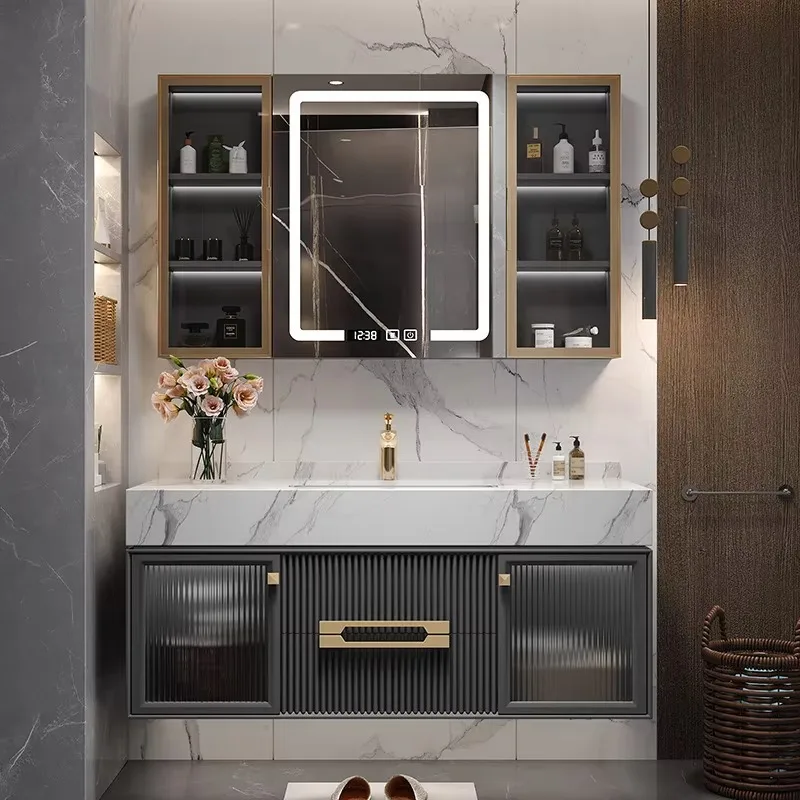 

Custom black sink modern bathroom vanity with locker bathroom cabinet
