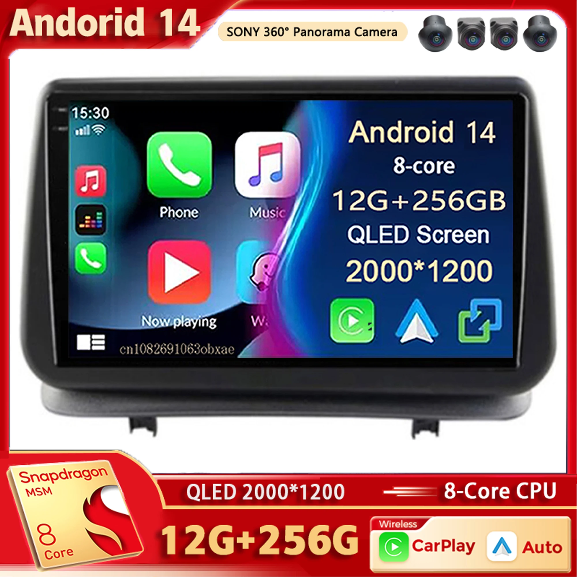 Autoradio Android 14, DSP, WiFi, 4G, IA, BT, 2 Din, Carplay, Stéréo, Lecteur Limiteur, pour Voiture Renault Clio 3 (2005-2014)