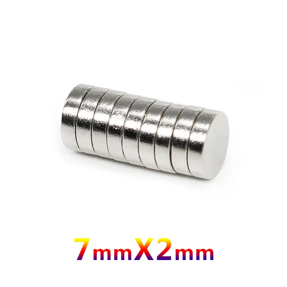 20/50/100/200/500PCS 7*2 mm Disc Rare Earth Magnet 7x2mm N35 Small Round NdFeB Magnet 7x2 Strong Powerful Magnetic Magnets