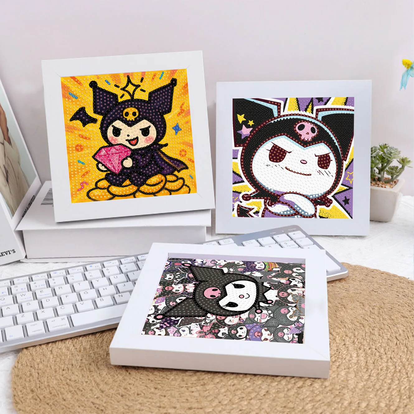 

Sanrio Cartoon Crystal Diamond Decorative Painting 5D DIY Handmade Cross Embroidery Kit Birthday Gift Couple Framed Art Painting