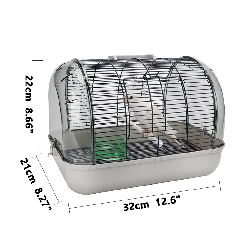 Portable Bird Transport Cage Pet Parrot Cage with Feeder Transparent Detachable Small Parrot Carrier Cage Bird Outdoor Supplies