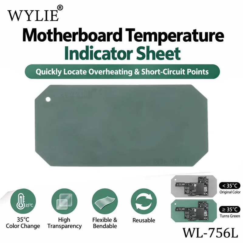 WYLIE WL-756L Mobile Phone PCB Short Circuit Detection Pad 35°C Color Changing Sheet for Mainboard Hot Spot Repair and Testing