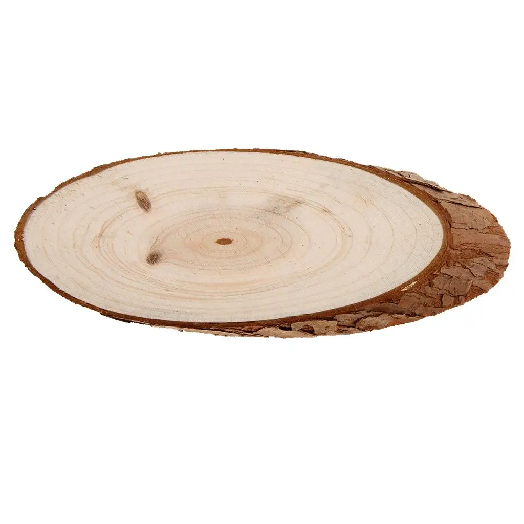 Unfinished Cedarwood Log Oval Wood Slices Fine Polished Bark Discs DIY Wooden Crafts for Home Decor