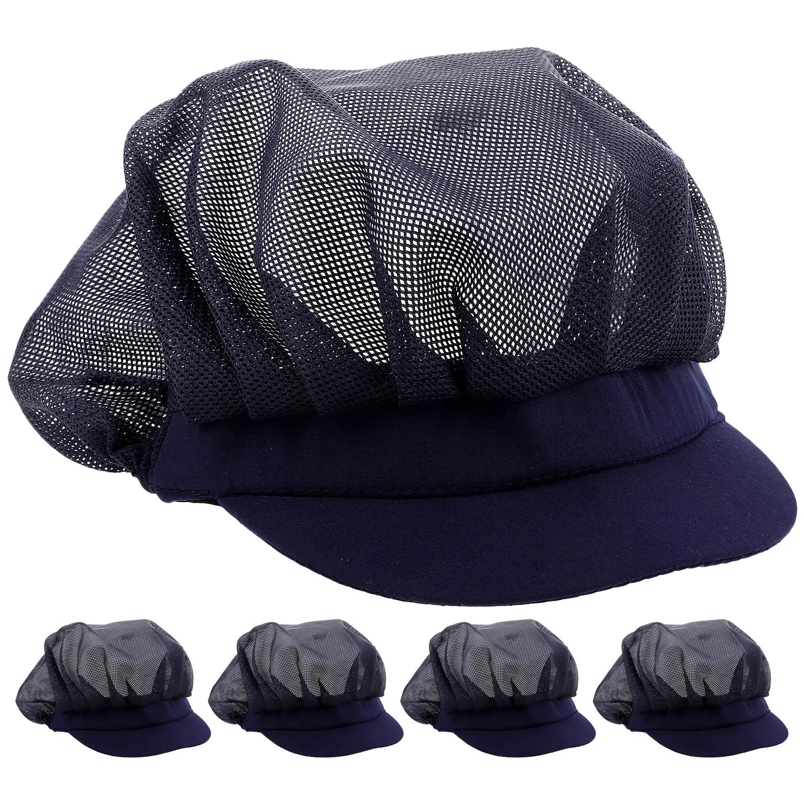 5 個の通気性のあるメッシュキッチンクッキングキャップユニセックス調節可能なシェフハット男性女性フードサービスヘアネットケータリングベーカリー用