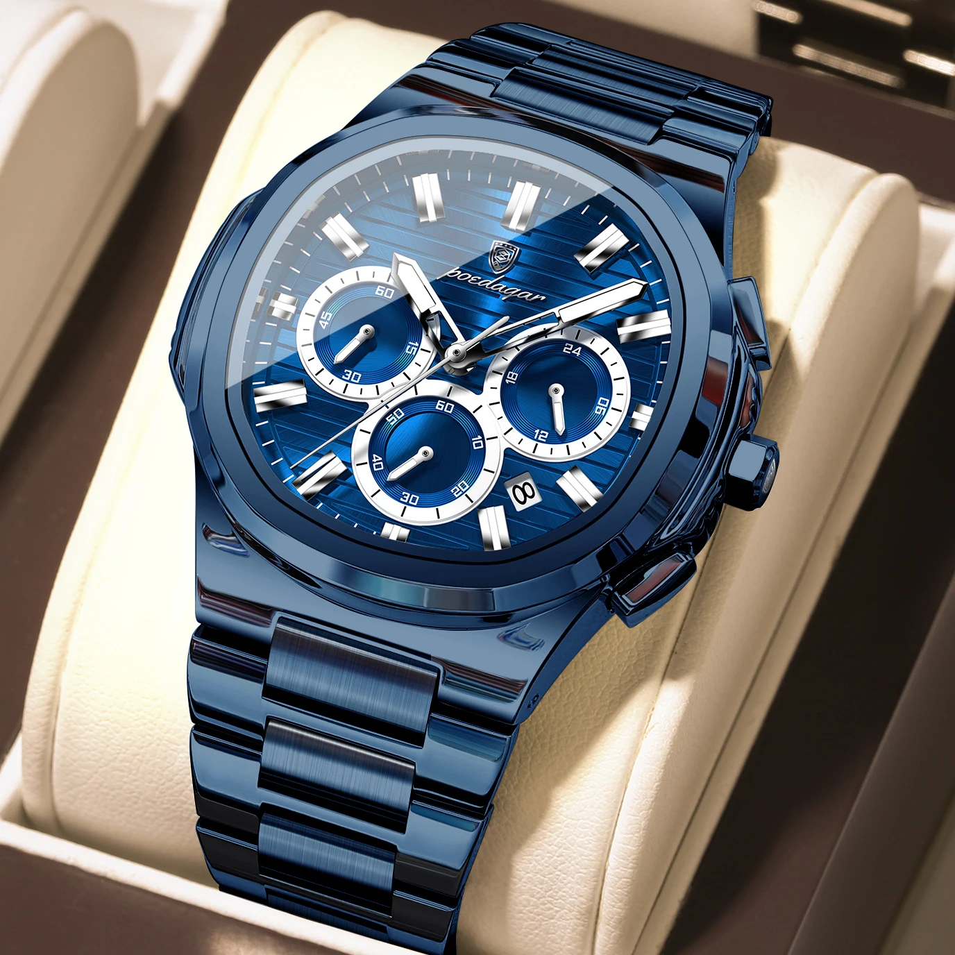 Men's Luminous Waterproof Stainless Steel Chronograph Quartz Watch