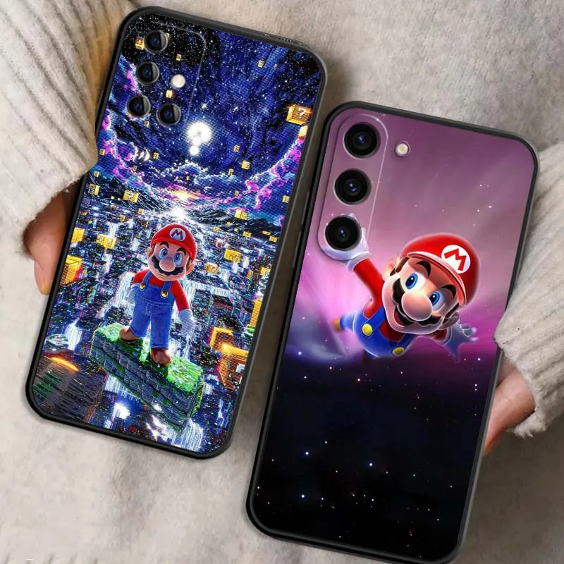 Kreatives M-Marios-Muster für Samsung Galaxy S25 S24 S23 S22 S21 S20 S10 Ultra Plus FE 5G Schwarze weiche TPU-Abdeckung
