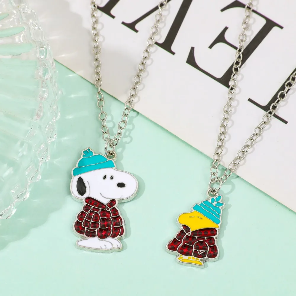 Cute Trendy Snoopy Necklace Anime Cartoon Sweater Collarbone Chain Couple Pendant Jewelry Accessory for Girl and Boy