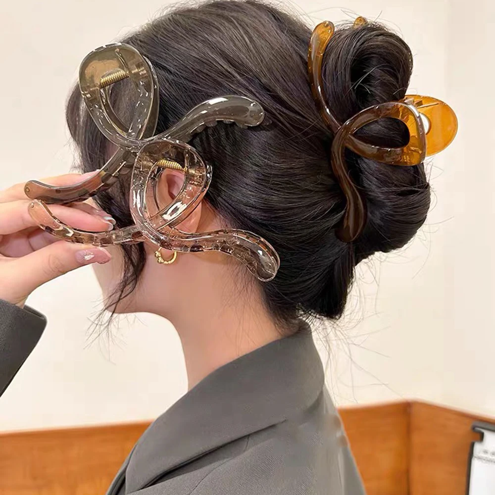 Fermaglio per capelli grande da 13 cm per artigli per capelli spessi Granchio Ragazze Ricci trasparenti Morsetti per capelli da caffè Accessori per