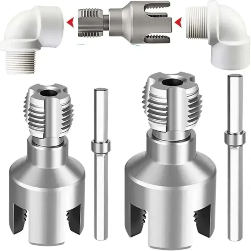 2 in 1 Pipe Threader Tool, Internal & External Thread Tapping Die, PPR PVC Pipe Thread Cutter for Plastic Water Pipe