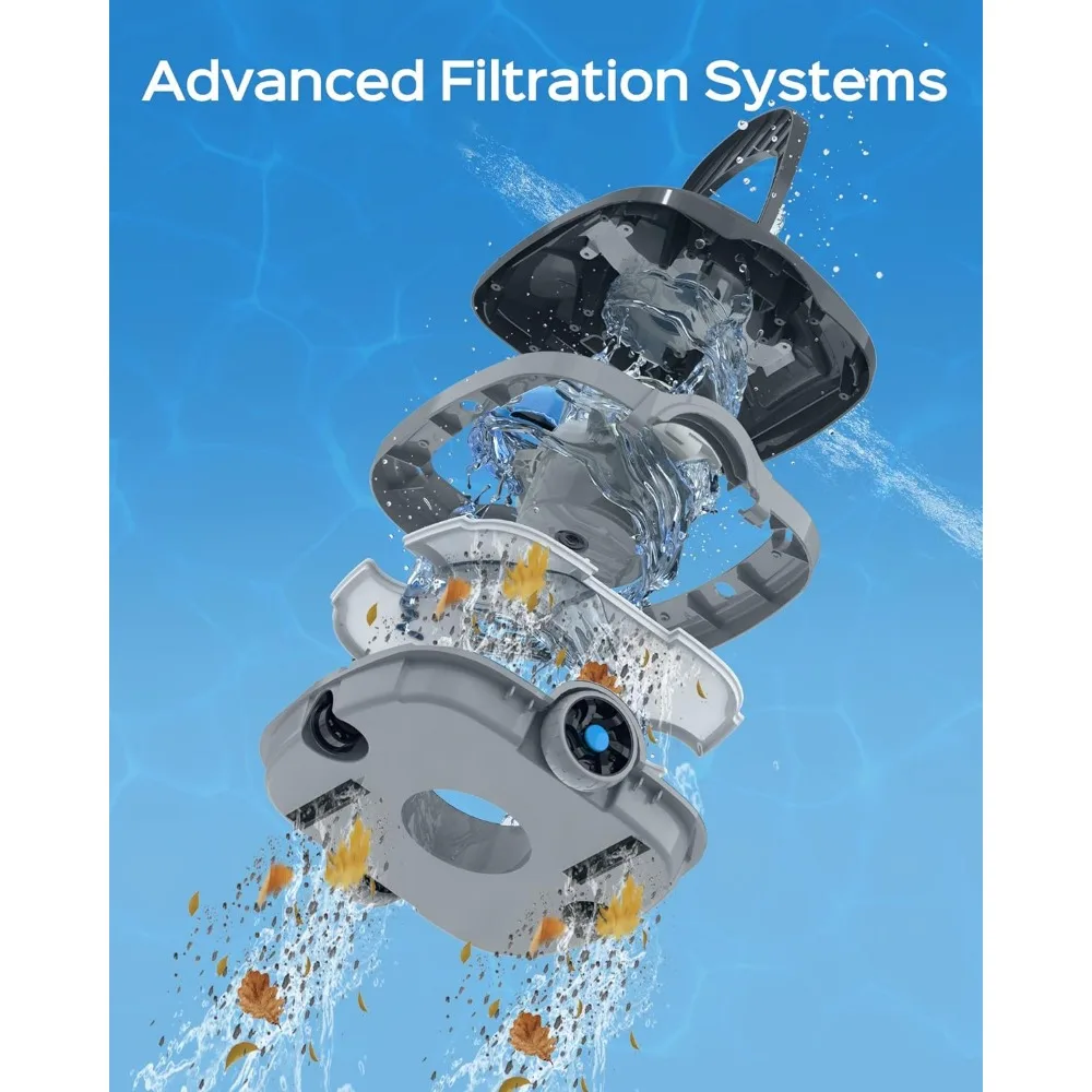 Zmodernizowany bezprzewodowy odkurzacz basenowy, zrobotyzowany urządzenie do czyszczenia basenu z czasem pracy do 100 minut, dla basenów naziemnych o powierzchni do 861 stóp kwadratowych