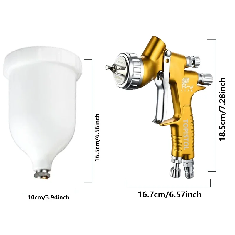 GTI Professional Spray Gun 1.3mm HVLP Paint Gun TOPISTOL Pro Lite 600cc Spray paint Gun Sprayer For Car Furniture Primer Arnish