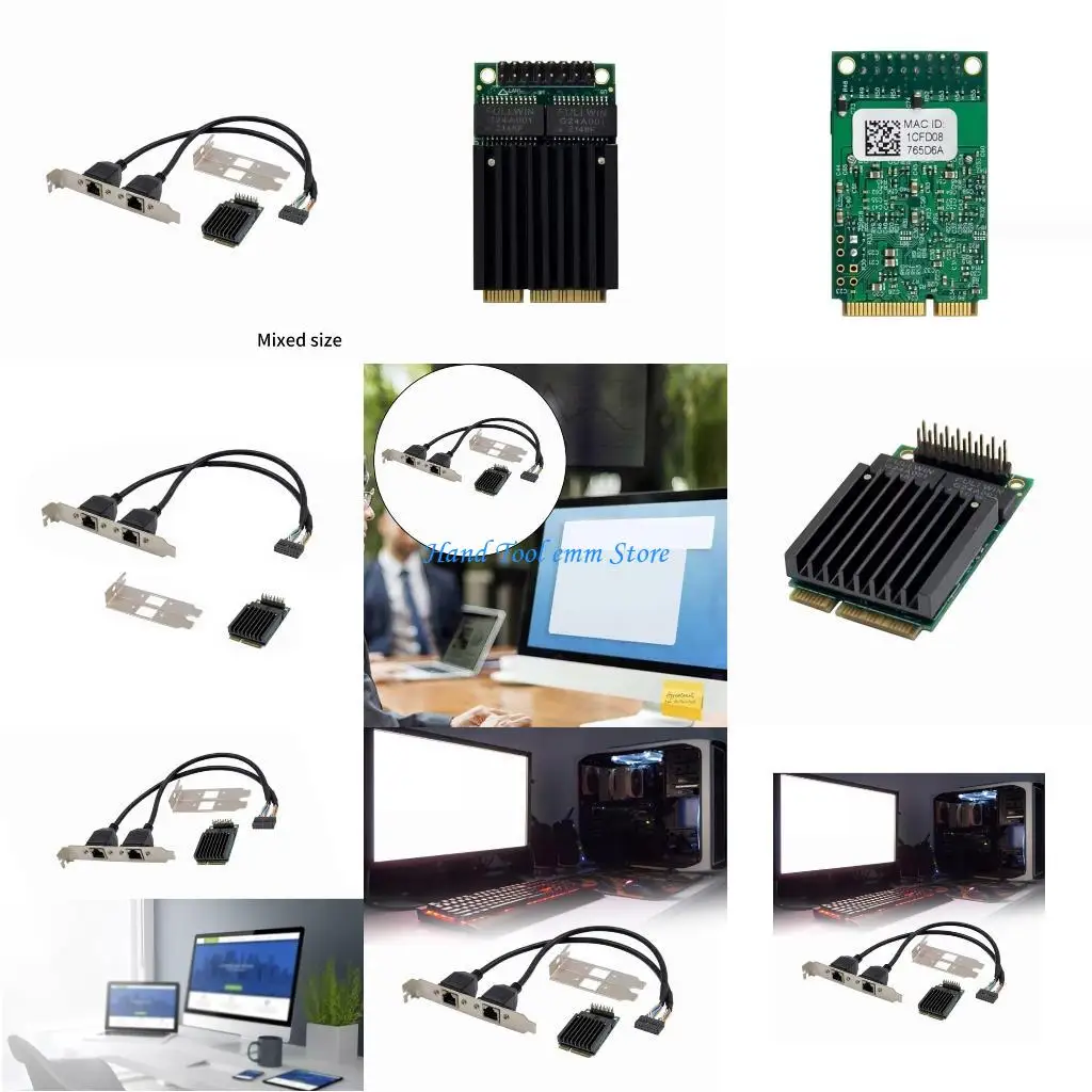 

H37F MINI PCIE to Two Port Rj45 Gigabit Networking Adapter Card WGI210AT Control