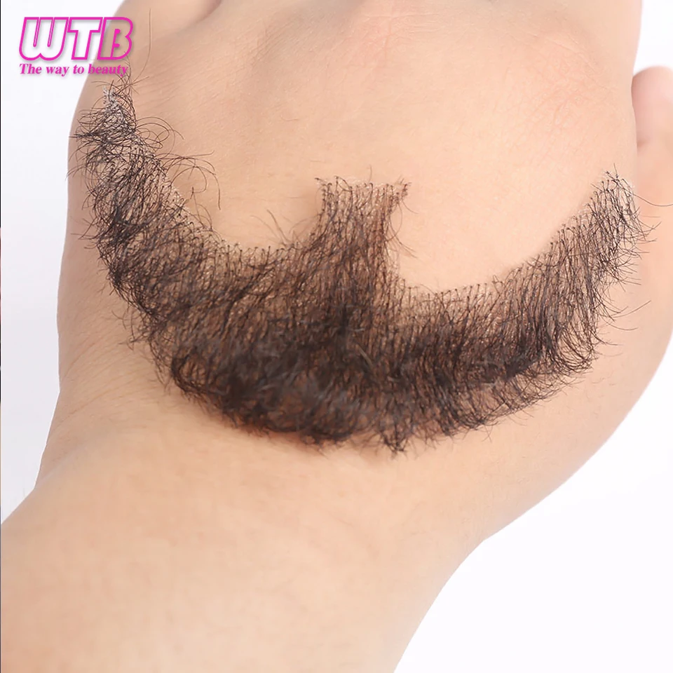 Synthetic Fake Beard Realistic Mustache Black Goatee Costume Facial Hair Invisible Lace False Beard for Halloween Cosplay Partie image 5