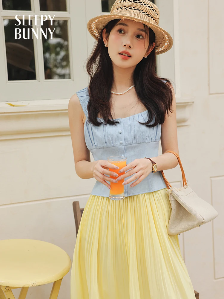 Square Neck Slim Fit Crop Top Women Summer Sweet Sexy Sleeveless