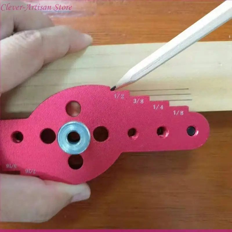 

E06B 2-in-1 Center Locator Dowel Jig Pocket Hole Center Scriber Line Aluminum Alloy 6-10mm Guide Woodworking Tools