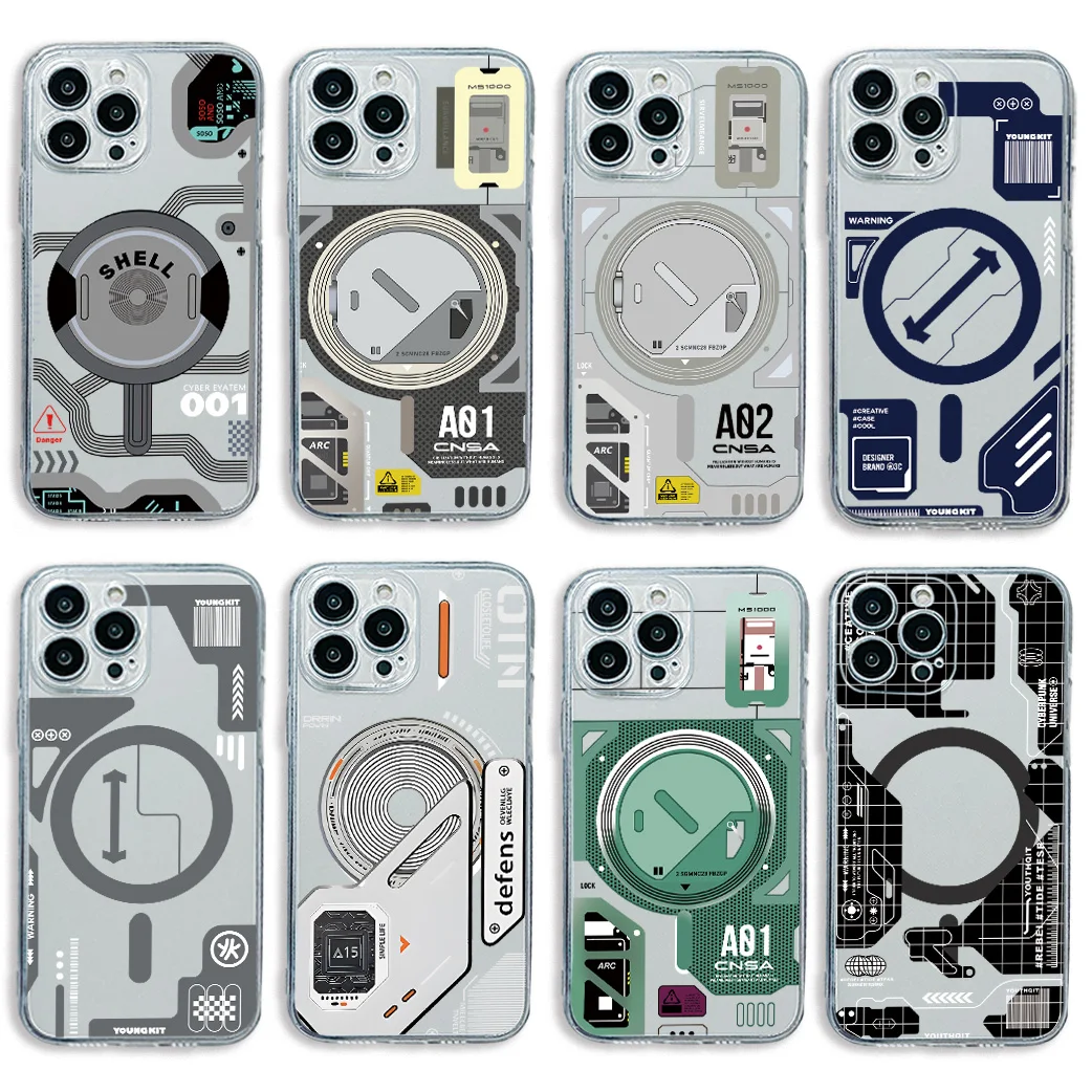 Магнитный чехол для телефона с механической платой для iPhone 16, 15, 14, 13, 12, 11, 8, 7 Plus Pro Max X XR XSMax, мягкий прозрачный чехол из ТПУ