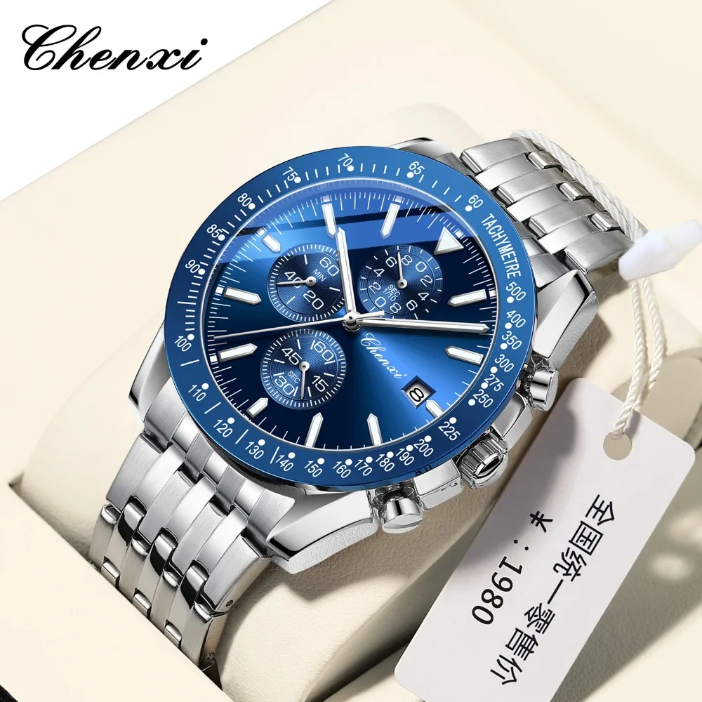 

CHENXI 960 New Luxury Steel Strap Men's Watch Luminous Chronograph Waterproof Calendar Watches for Men Relogios Masculino ساعات
