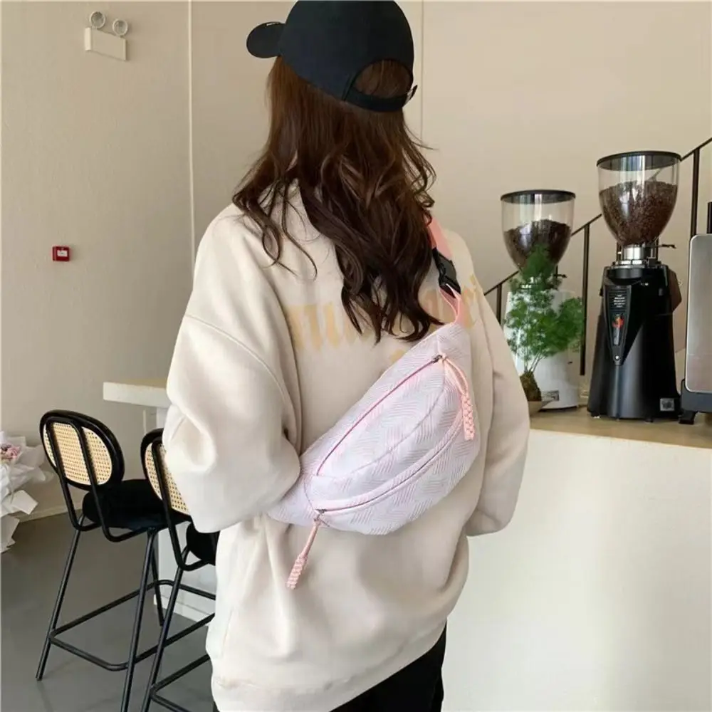 

Поясные сумки, нагрудная сумка в полоску, сумка в форме полумесяца, сумка через плечо, поясная сумка через плечо, корейский стиль, большая вместительная поясная сумка для бега