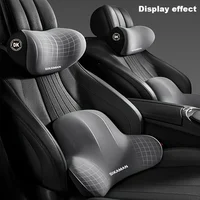 Reposacabezas de espuma viscoelástica, juego de soporte Lumbar, almohada ergonómica para el cuello, cojín trasero, asiento del conductor del coche, comodidad, tela de poliéster transpirable