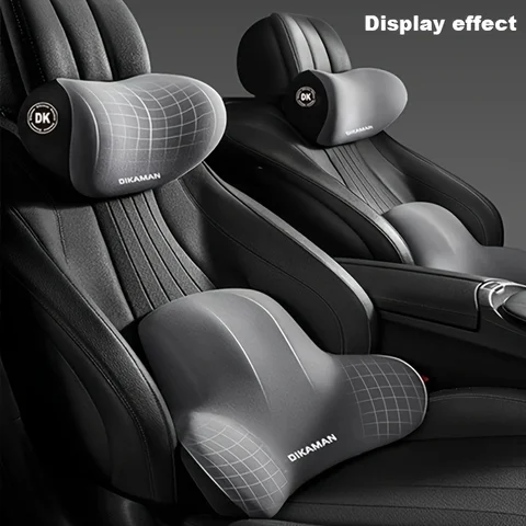 Memory Foam Headrest Lumbar Support Set Ergonomic Neck Pillow Back Cushion Car…